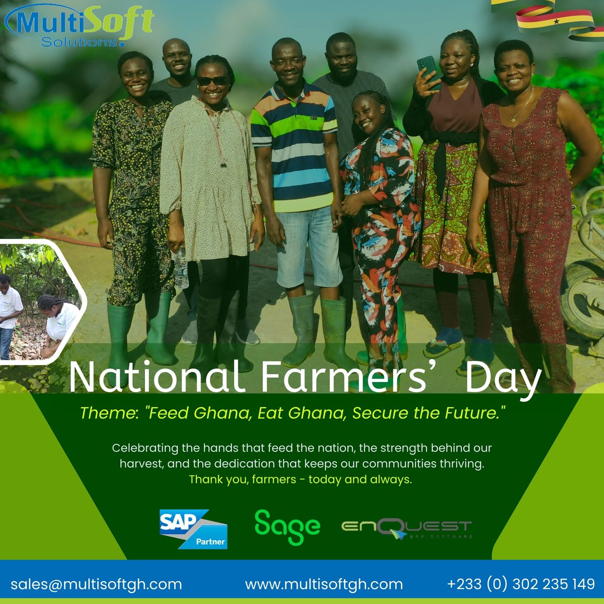 Happy Farmers' Day! 🇬🇭
Today, Multisoft recognises the dedication and skill of Ghana’s farmers. Your work sustains our communities, strengthens our economy, and secures our 

Multisoft Solutions Limited appreciates your commitment and honours your contribution to the nation.