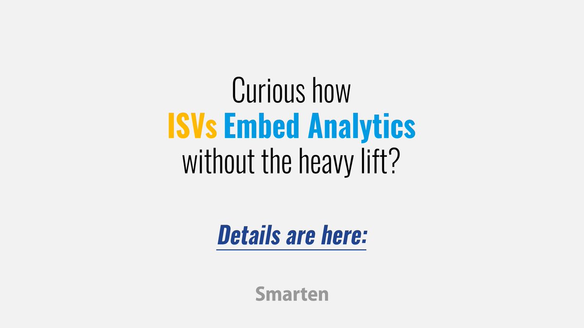 SmartenAnalysis's tweet image. Curious how ISVs embed analytics without the heavy lift? Details are here:
linkedin.com/feed/update/ur…

#Smarten #EmbeddedAnalytics #ISV #PredictiveAnalytics #EmbeddedBI