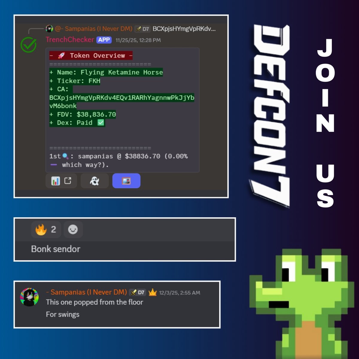 39X — $FKH (Flying Ketamine Horse) ⚡️ 

BCXpjsHYmgVpRKdv4EQv1RARhYagnnwPkJjYbvM6bonk

Flying Ketamine Horse on <a href="/bonkfun/">BONK.fun</a> just hit a new all-time high at $1.53M today! We first mentioned it in our Discord at 38.8K pre-bond and many times after because it was interesting. 💥

It’s a