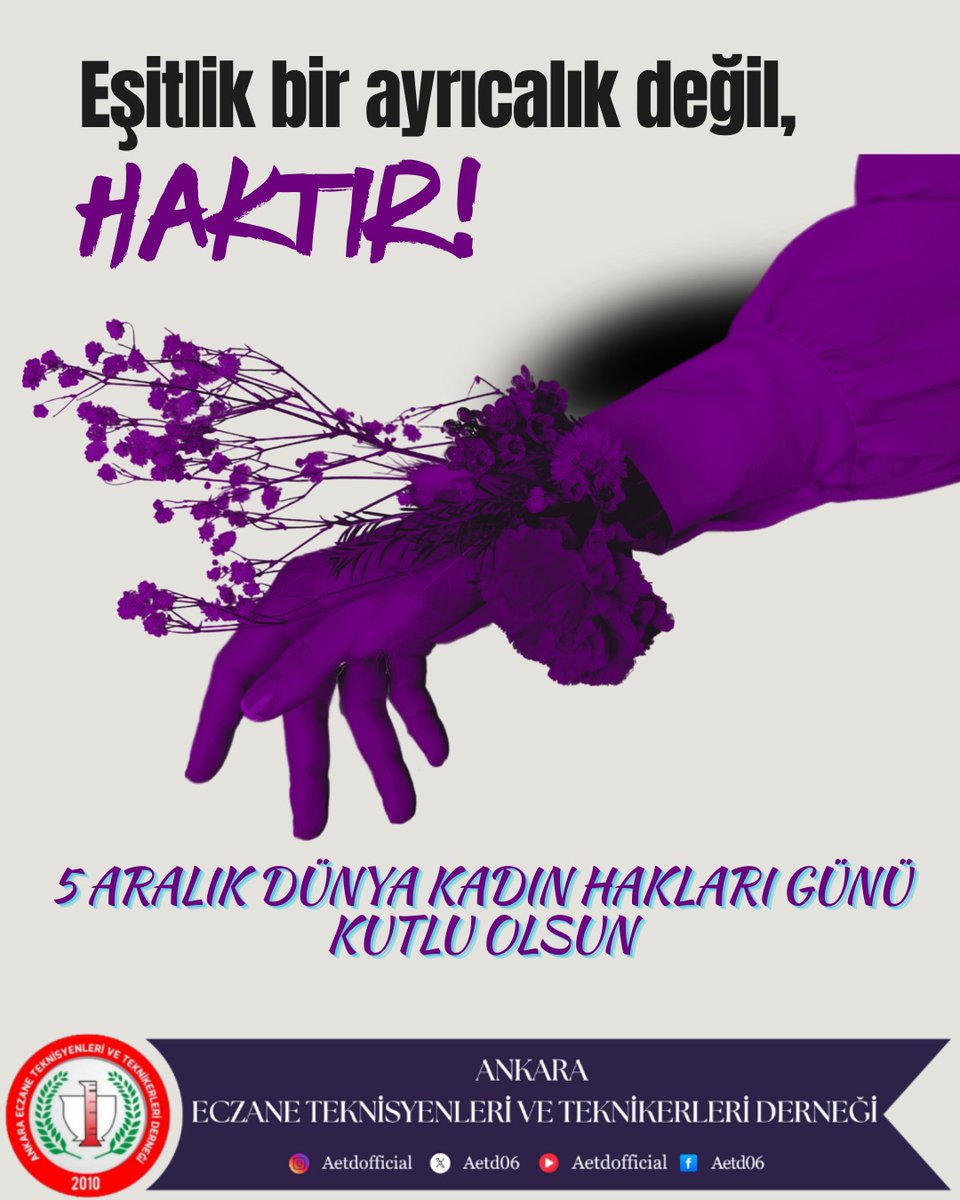 Kadınların toplumsal, ekonomik ve siyasal yaşamda eşit haklara sahip olması; gerçek ilerlemenin temelidir.

5 Aralık, kadınların seçme ve seçilme hakkıyla güçlenen eşitlik mücadelesinin simgesidir.

“Dünyada her şey kadının eseridir.”  Gazi Mustafa Kemal Atatürk