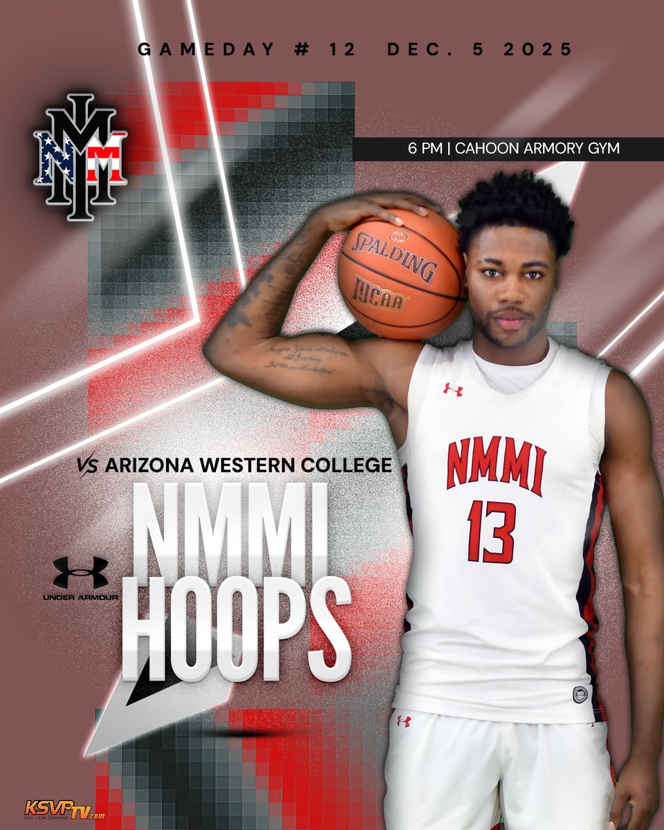 NMMIAthletics's tweet image. 𝙁𝙍𝙄𝘿𝘼𝙔 𝙉𝙄𝙂𝙃𝙏🤝𝙃𝙊𝙊𝙋𝙎

🆚 Arizona Western College
📍 Cahoon Armory Gym | Roswell, NM
⏰ 6 PM
📺 ksvptv.com/nmmi-junior-co…