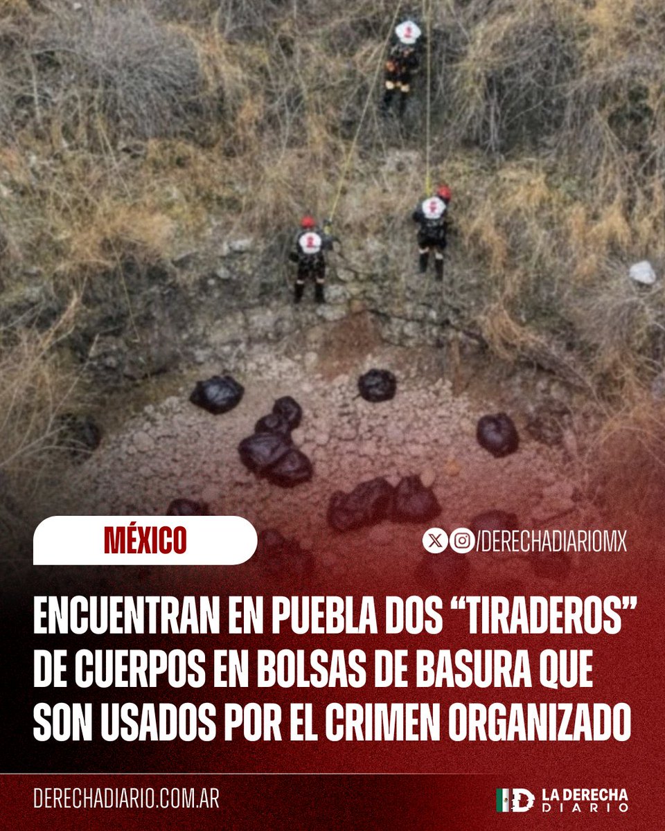 🇲🇽OJOS EN PUEBLA: 

Policías estatales informaron del hallazgo de dos barrancos utilizados por el crimen organizado como "tiraderos" de cuerpos desmembrados: 
Las autoridades afirmaron que no se puede dar una cifra exacta de los cadáveres mientras siguen investigando.
Este es el