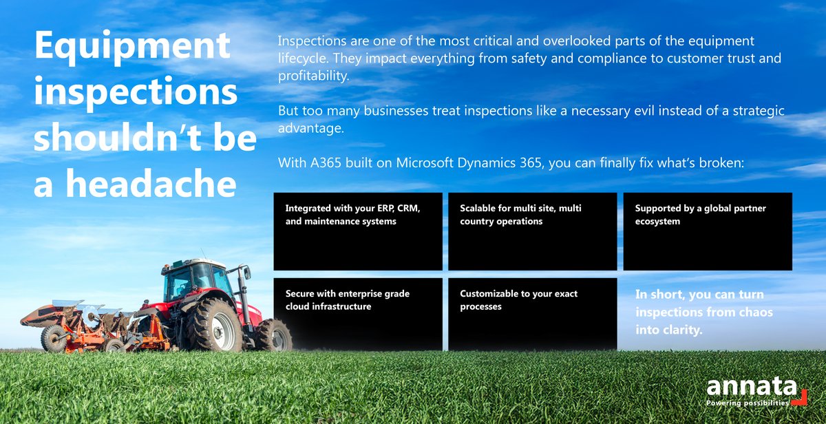 If inspections still feel like a hassle, it’s time for a smarter approach. #A365 helps you digitize, connect, and simplify inspections across your entire #equipment lifecycle. See how it turns inspection chaos into clarity.: annata.net/equipment-insp…