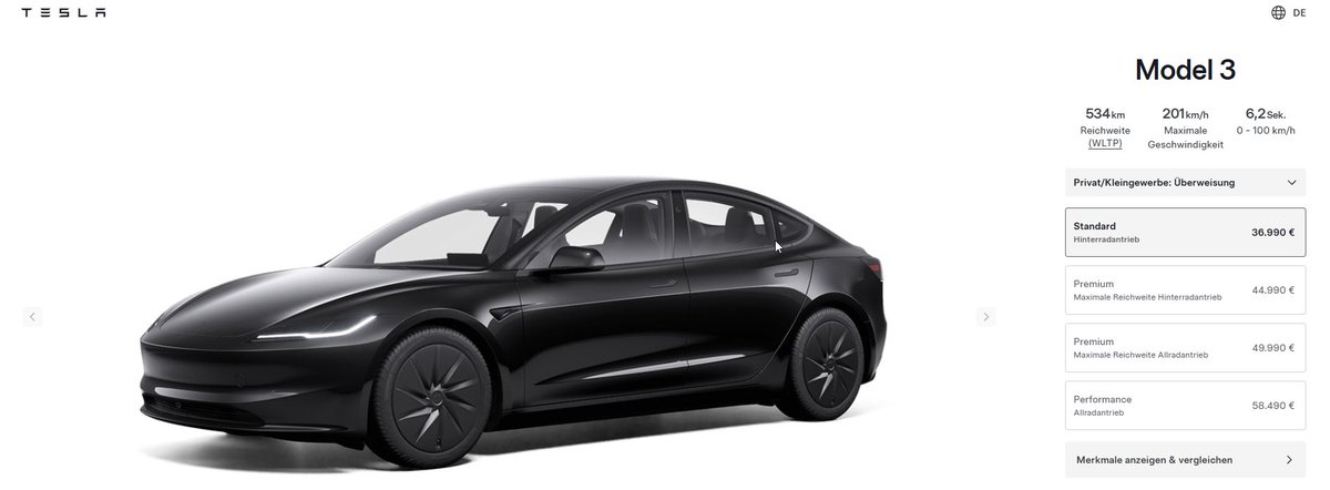 Model 3 Standard now available in Germany!