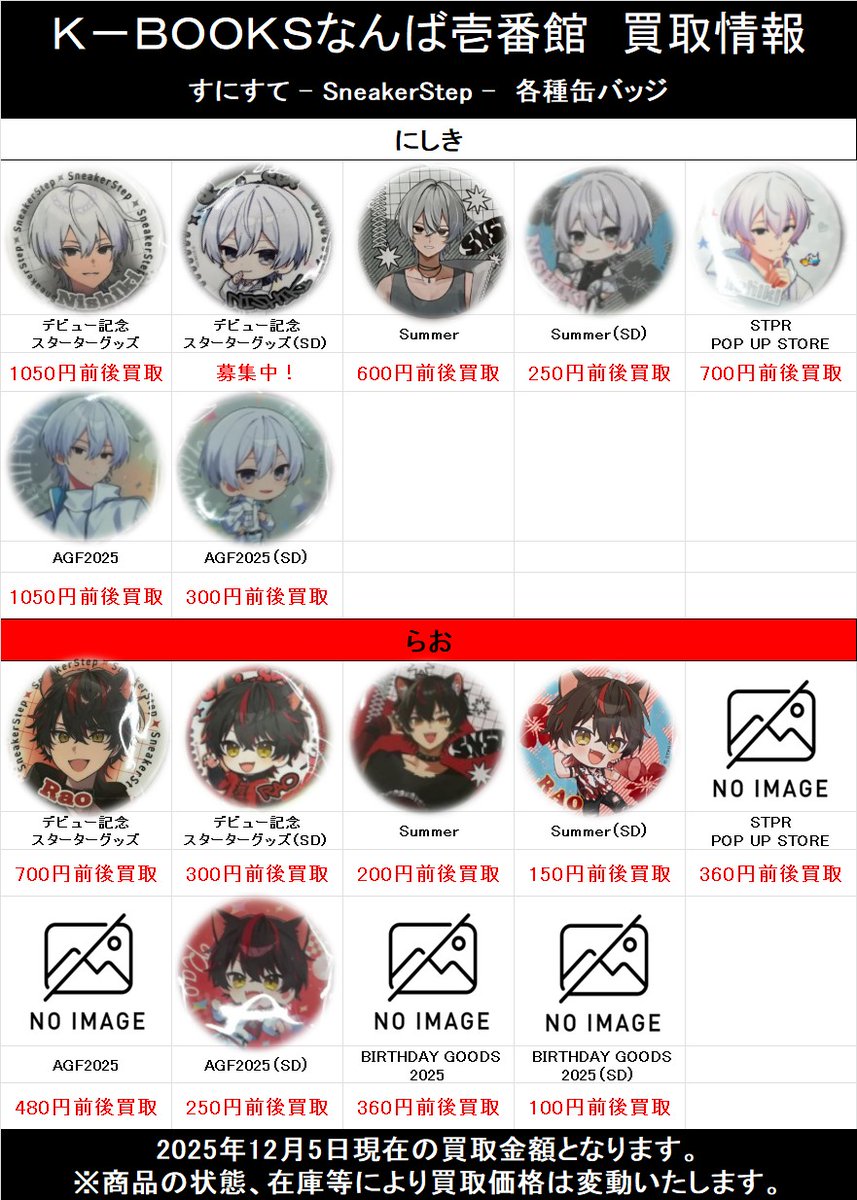 にしき 缶バッジ 等身 すにすて sneaker step スニーカーステップ