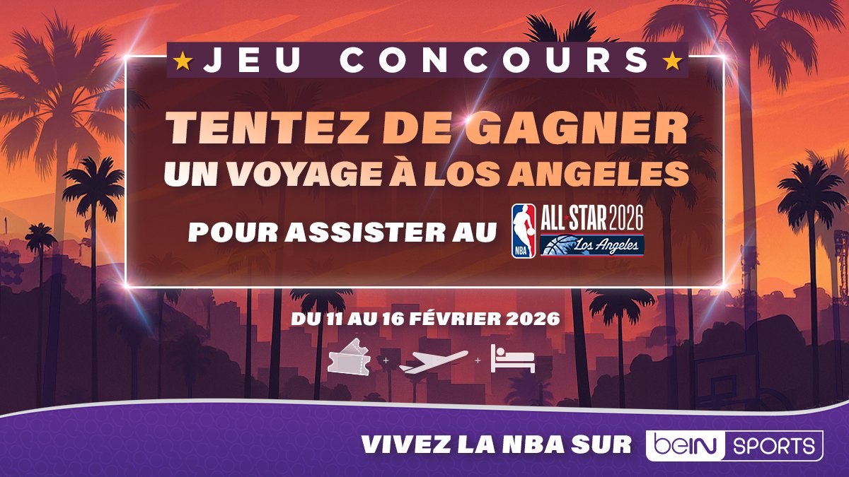 NBAextra's tweet image. 🎁 JEU CONCOURS
🔥 Tentez de gagner un voyage pour assister au NBA ALL STAR LOS ANGELES 2026 !!
➡️ Pour jouer, RT avant le 5 janvier 2026 à 23h53
🔮 Tirage au sort le 6 janvier 2026
👉 Voir conditions sur : tinyurl.com/2yjapzmm