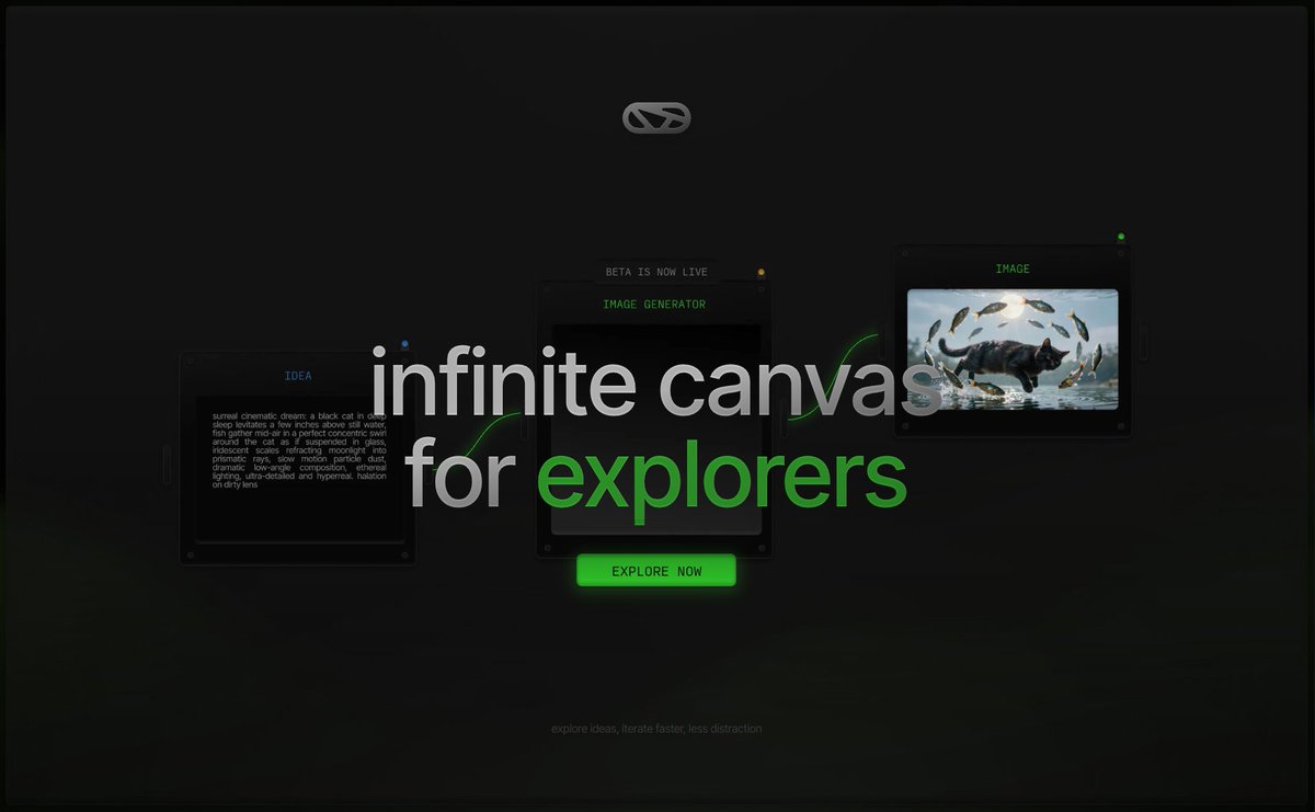 updated landing page with some draggable elements and slightly glowing things