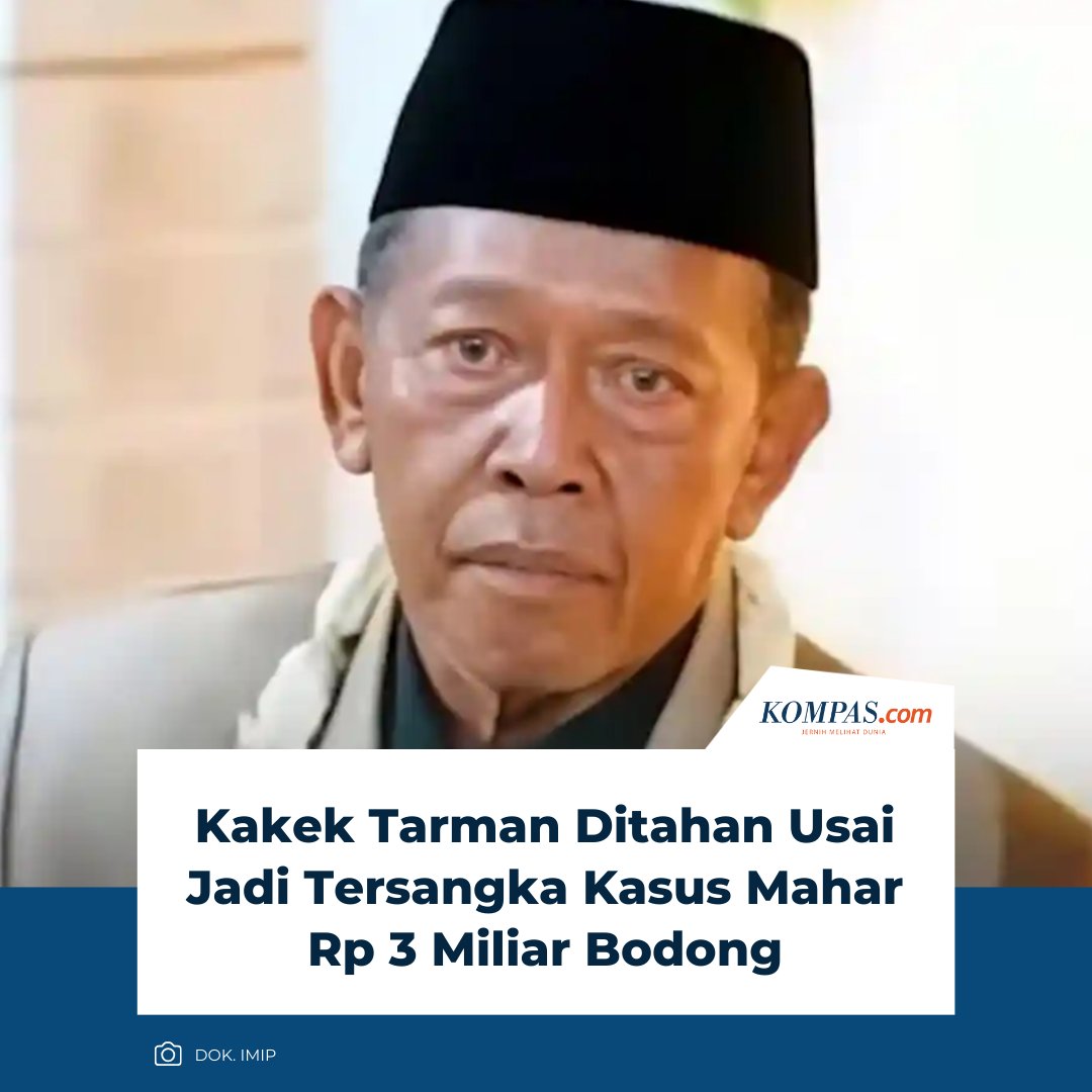 kompascom's tweet photo. Usai dilaporkan ke Polres Pacitan terkait cek senilai Rp 3 miliar, Kakek Tarman (74), resmi ditahan pada Kamis, 4 Desember 2025 malam.
Baca di: https://t.co/L11ttvLcPj.
| #Kakek #Tarman #Mahar https://t.co/0pHOPptFV3