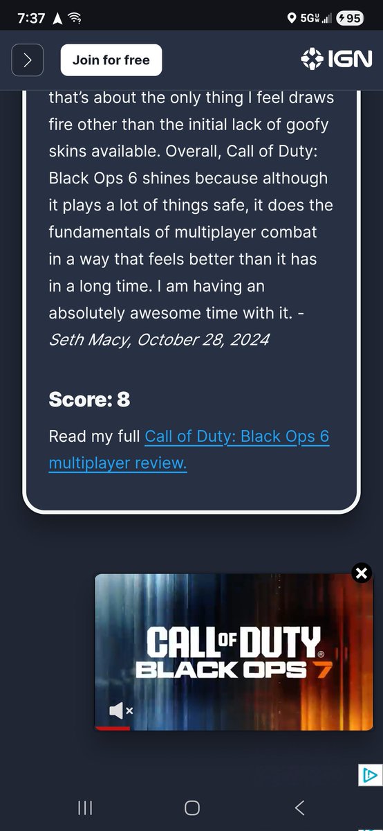 And we trust a company that also gave a bad game like cod an 8?