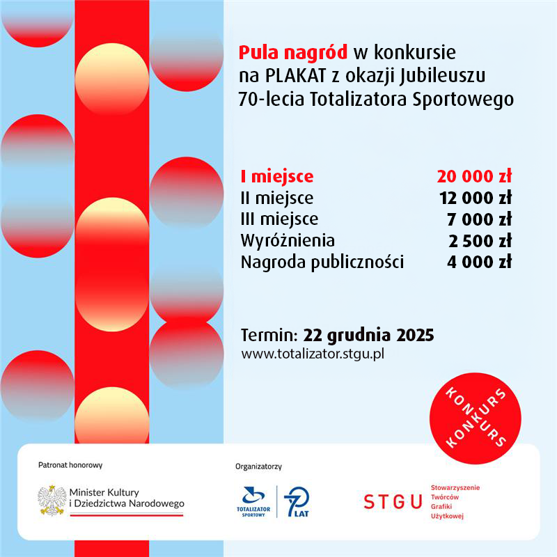 Trwa konkurs na plakat z okazji 7️⃣0️⃣-lecia naszej firmy! 🎉

To wyjątkowa okazja, aby pokazać swoją kreatywność i stać się częścią historii #TotalizatorSportowy.

Zgłoszenia przyjmujemy do 22 grudnia! 🎨

Szczegółowe informacje ➡️ totalizator.stgu.pl

#WygrywamyRazem