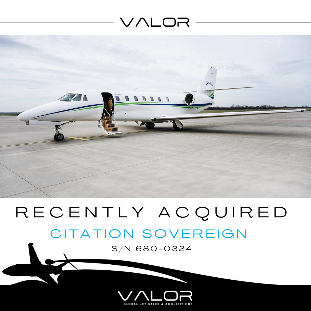 ValorJets's tweet image. Off-market acquisition complete. ✈️
Citation Sovereign S/N 680-0324 acquired on behalf of our client through Valor’s private network, no public listing, no competition.

This is how strategic sourcing gets deals done.

#ValorJets #ListedSold #CitationSovereign  #JetAcquisition