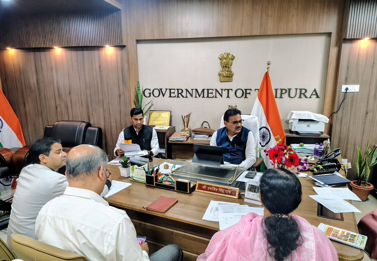 Had a significant meeting with the Hon'ble Finance Minister Shri Pranajit Singha Roy today at his Secretariat office, along with the Secretary and the directors of my departments.

Discussed key developmental issues and future priorities to accelerate our department’s progress.