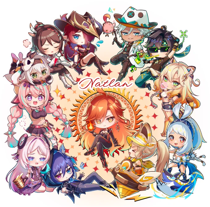 ナタのミニキャラ集合イラストがpixivisionに掲載されました ミニキャラたちのアクスタをC107に持っていくのでこちらもぜひよろしくお願いします