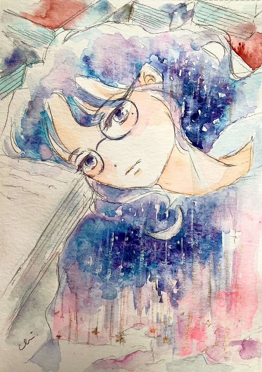 私だけの銀河』 #水彩画 #絵画 #イラスト #watercolor