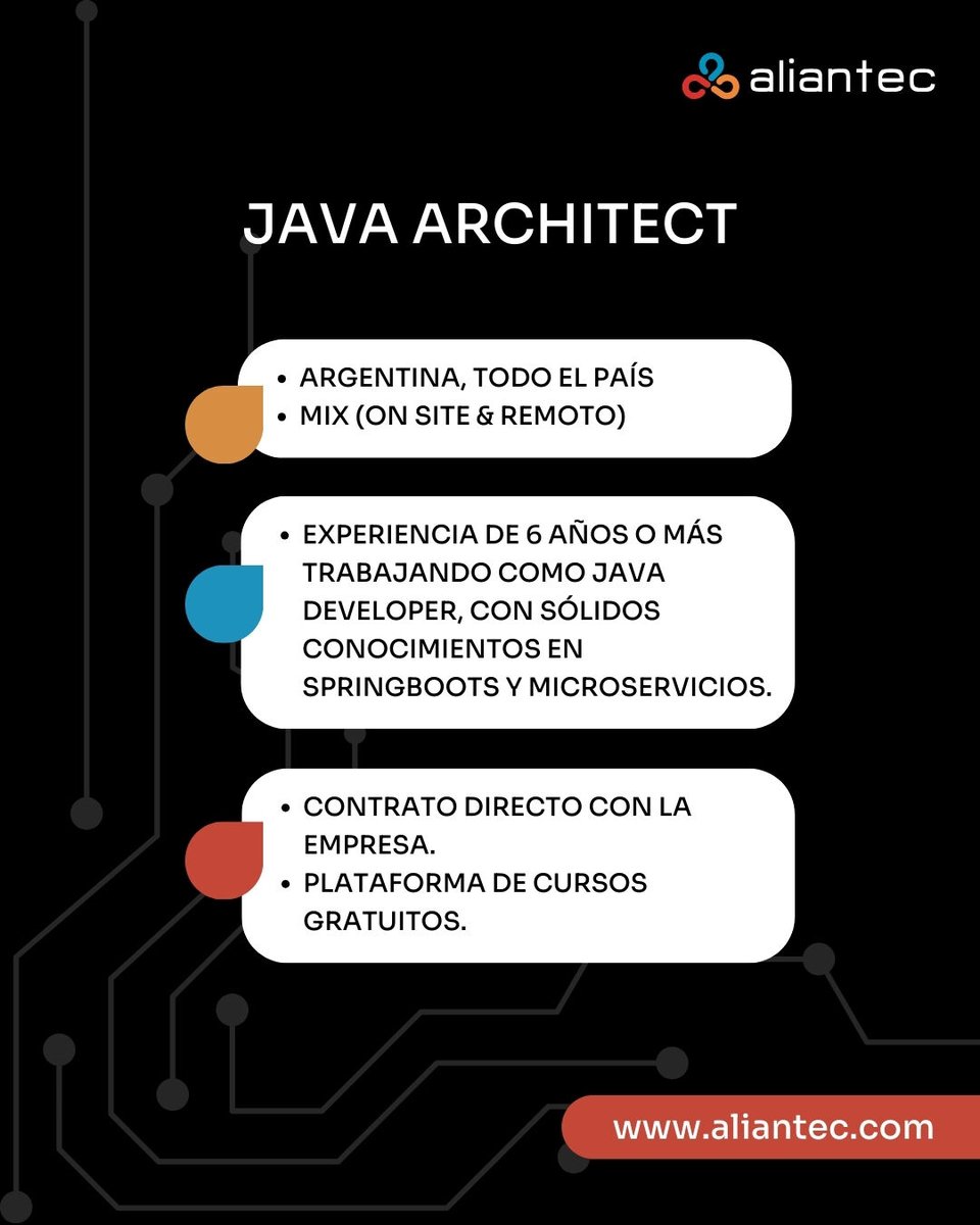 aliantec's tweet image. Buscamos Java Architect para liderar arquitectura y equipo en proyectos globales. 100% remoto, alto % en USD, AWS + Spring Boot. ¿Listo para dejar tu huella? &amp;gt; 7prx.short.gy/kpbwdo

#JAVA #Architect