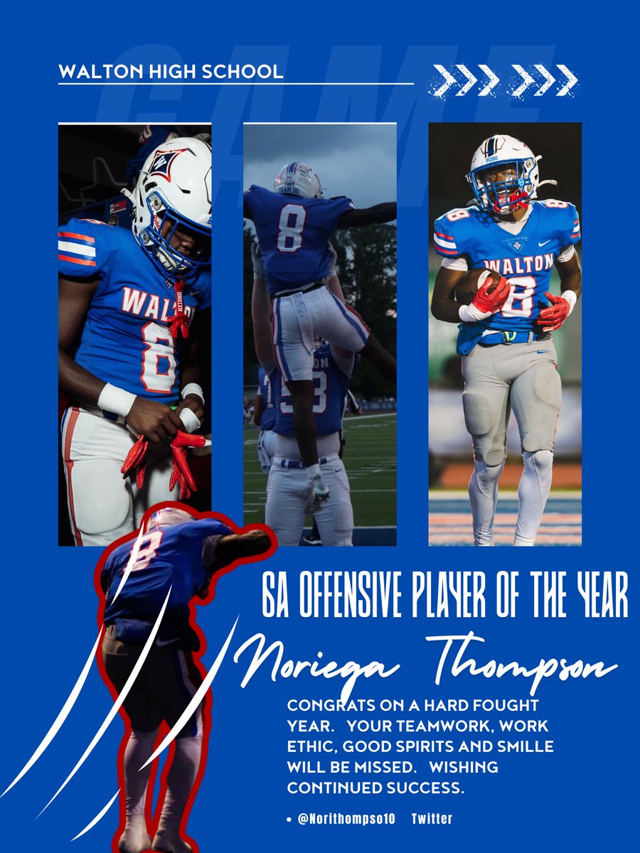 norithompso10's tweet image. Thank you Walton football for this amazing season @WaltonRecruits @RecruitGeorgia @coachdbrunner @CoachPatrickKay @CoachLeviBrown @CobbFballFri @bsa28_