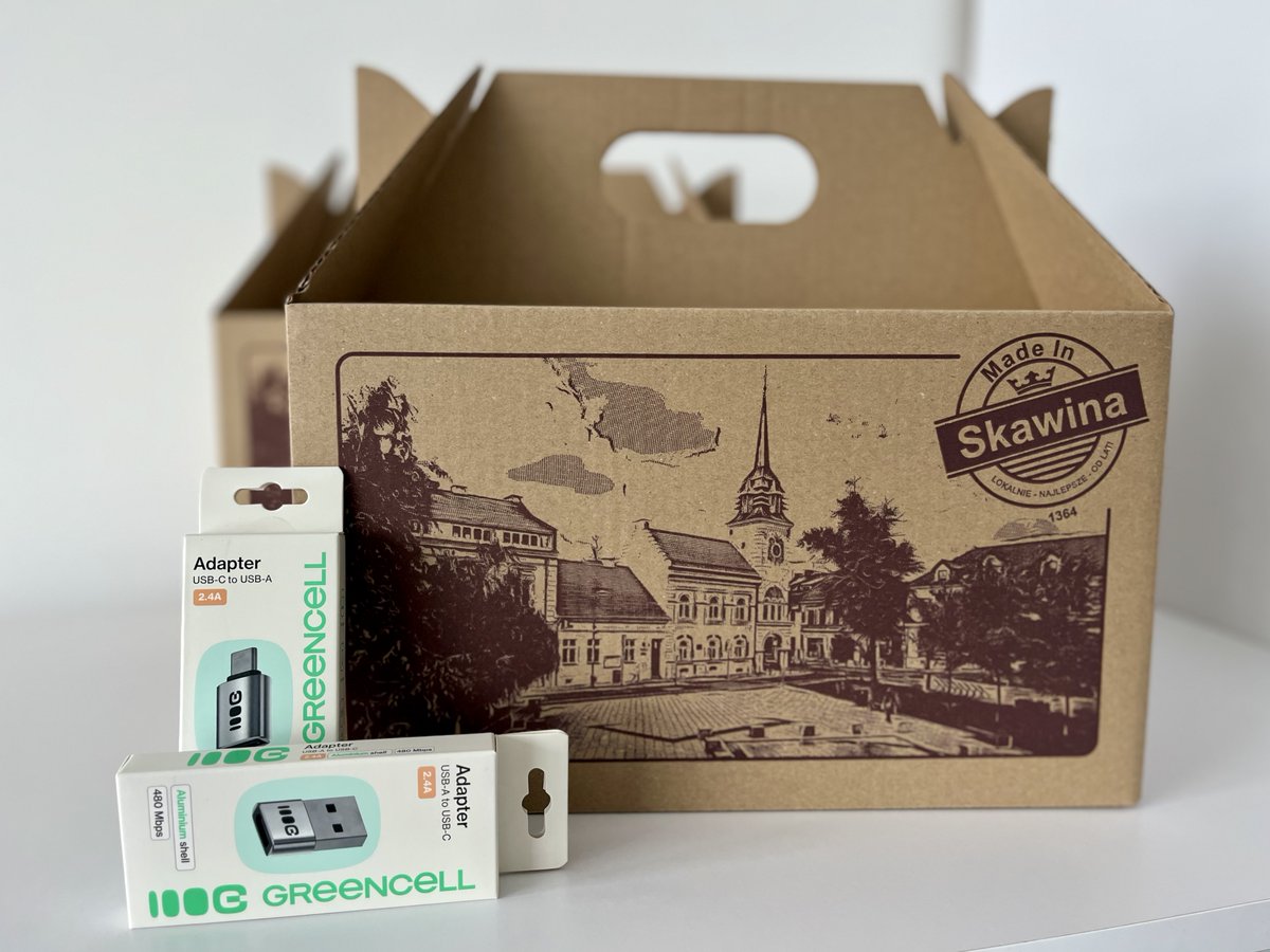 GreenCellPL's tweet image. Pudełko Made in Skawina 2025 to inicjatywa Urzędu Miasta i Gminy w Skawinie, która pokazuje, jak wiele powstaje lokalnie. Wśród produktów są też nasze adaptery Greencell – praktyczne dodatki do codziennego sprzętu. #Skawina #adapter #Kraków