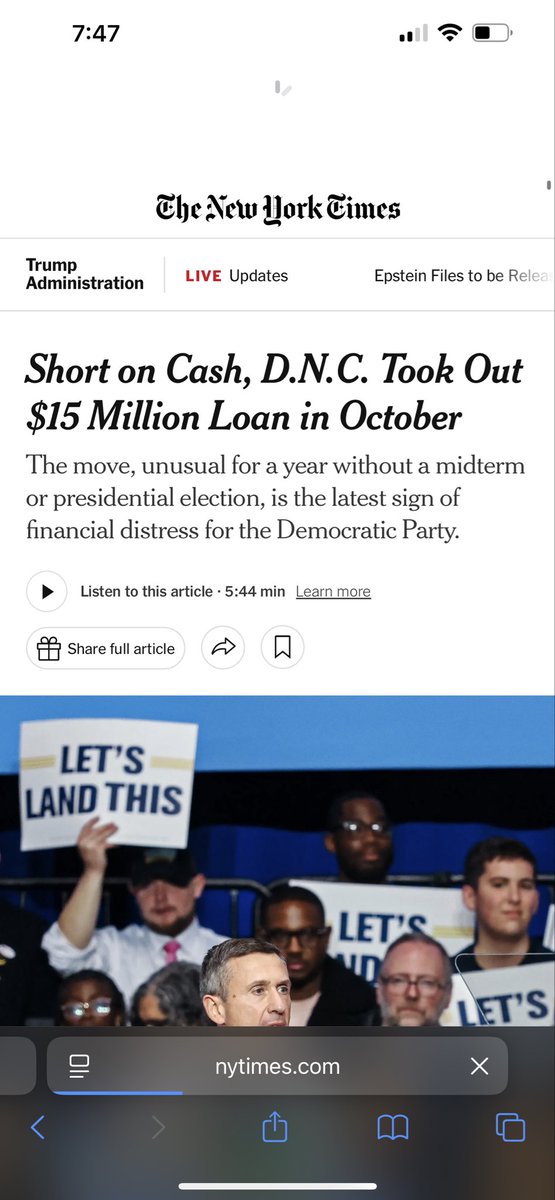 Meanwhile, in reality,  Dems had to take out a $15 mil loan to float the DNC bc their fundraising is low.

Why?

Because the voters in their party don’t have disposable income to donate to them due to cost of living.

You think that money and support is coming from billionaires?