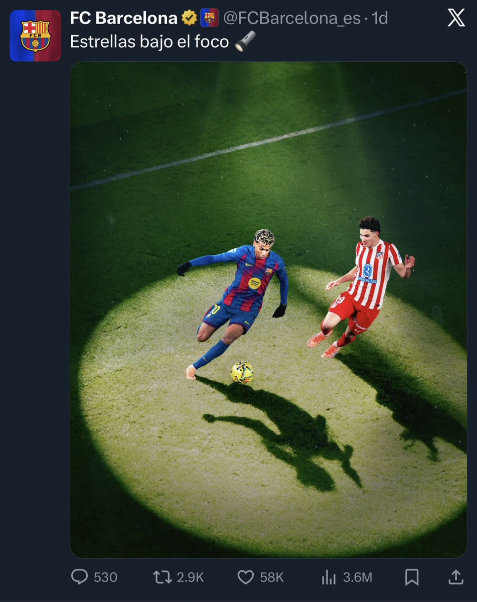 🚨 Journalist: "The other day, Barcelona posted a picture of Julián Álvarez and Lamine Yamal. What do you make of it?"

Diego Simeone: "That they are stars under the spotlight."

Note: Barça's caption was "Stars under the spotlight"