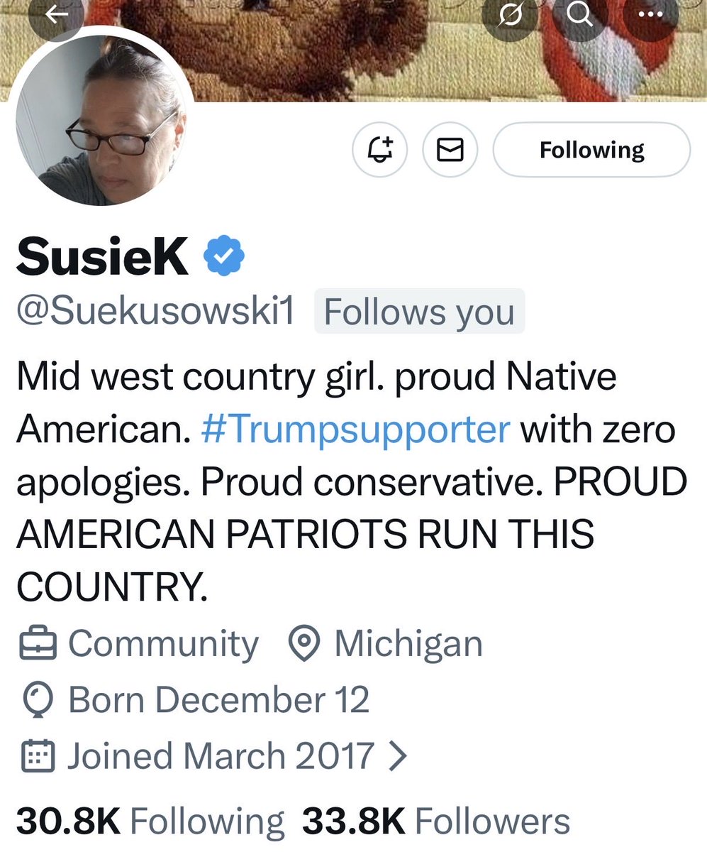 Let me introduce you to <a href="/Suekusowski1/">SusieK</a> 

She is one of the sweetest people that you’ll meet on X. Susie is always active and always kind. 

I would highly recommend giving her a follow.