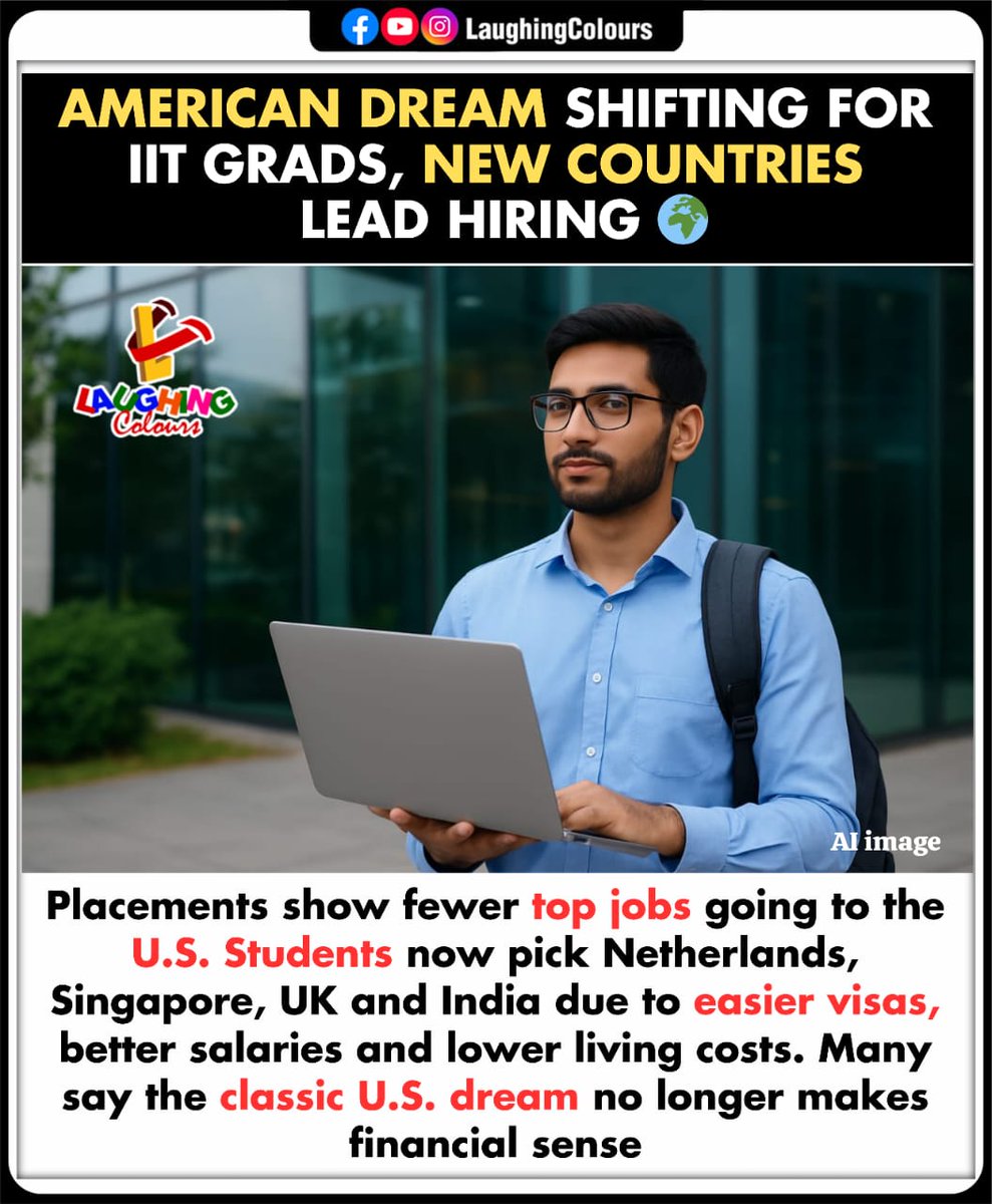 LaughingColours's tweet image. IIT grads rethink us dream 🌍

#IIT #CareerTrends #GlobalHiring #StudyAbroad #JobMarket #EducationNews
