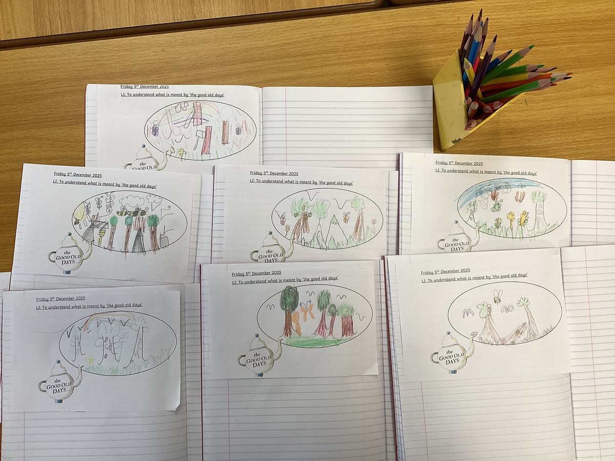 In English, Year 1 have been reading The Last Wolf by Mini Grey. Today, the children thought about what the animals mean by ‘the good old days’. Here are some of their ideas… 🌳🐝🌼 #PLexpression <a href="/OakTreesMAT/">Oak Trees MAT</a>