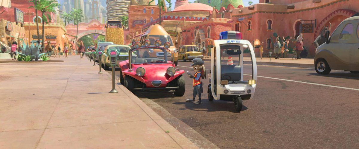 『ズートピア』に出てくるたくさんの自動車は、本職のカーデザイナーにより機能まで考えてデザインされています。
ネズミの車は小さい手足で開けられるようにドアは後ろにつけて下側から前後に開くタイプに、
キリンの車は長くてもカーブの遠心力で倒れない設計に、
などのこだわりがあるそう。