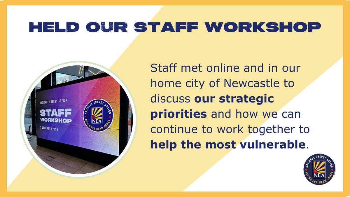 NEA_UKCharity's tweet image. Three things we did this week 🚨
 
We began planning the future strategic priorities of the charity, took part in the #BigGive and packed hundreds of Winter Warmth Support Packs.