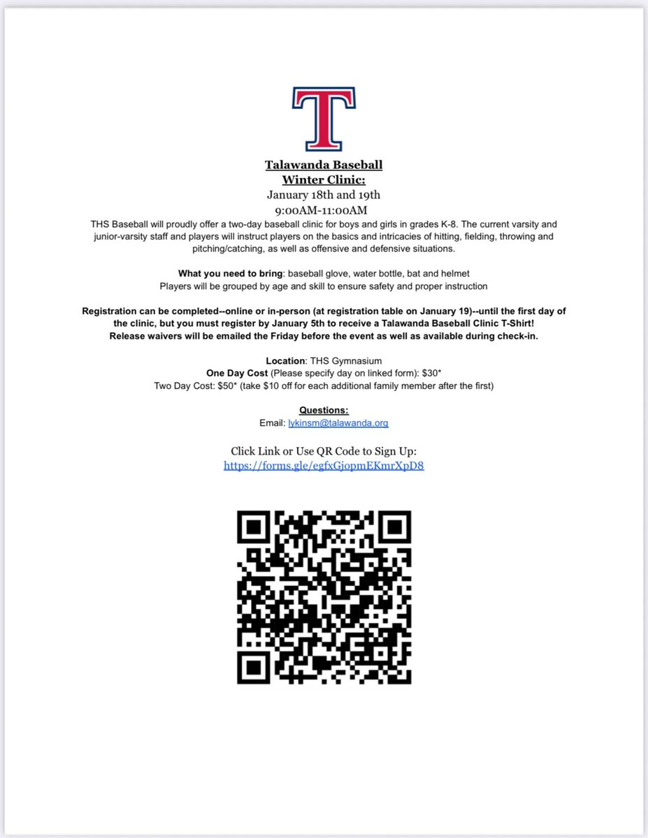 Talawandabaseb1's tweet photo. Winter Clinic: 
January 18-19
9-11 AM

https://t.co/kY4kzLkwqz https://t.co/w3qhAG0y91