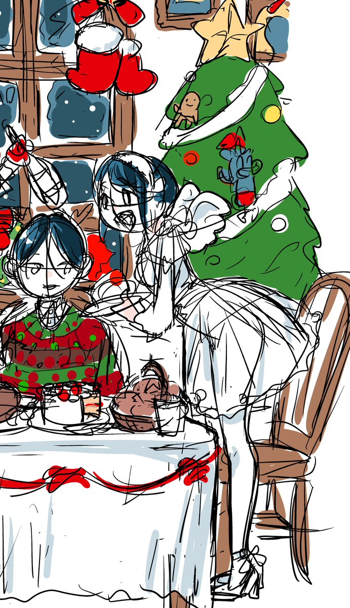 無しになったクリスマス扉のラフ
あざみーは天使コスでした👼