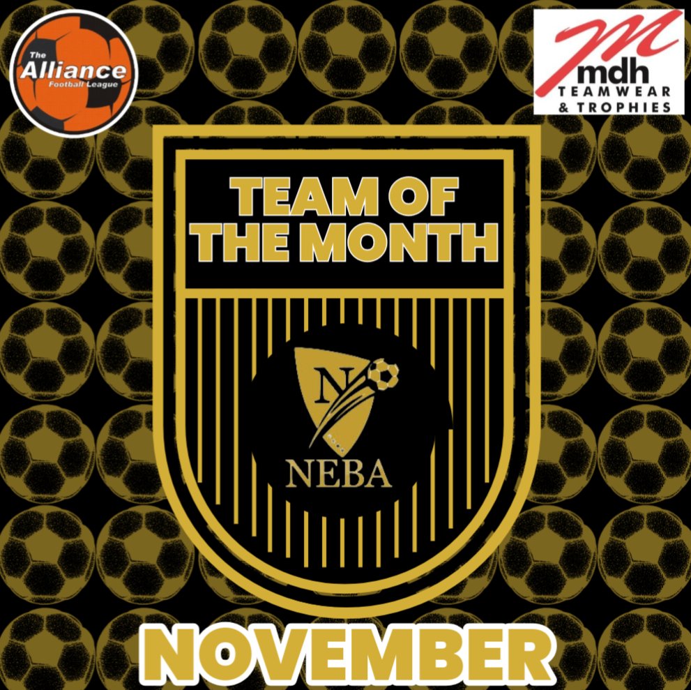 Congratulations to <a href="/Nebafc/">Neba Seniors</a>  who won a close vote to become November's Team of the Month. 4 wins from 4. Good luck to them as the last remaining Leicestershire team in the FA Sunday Cup this coming up weekend

<a href="/mdhteamwear/">MDH Teamwear & Trophies</a>  match ball coming your way

⚽⚽⚽