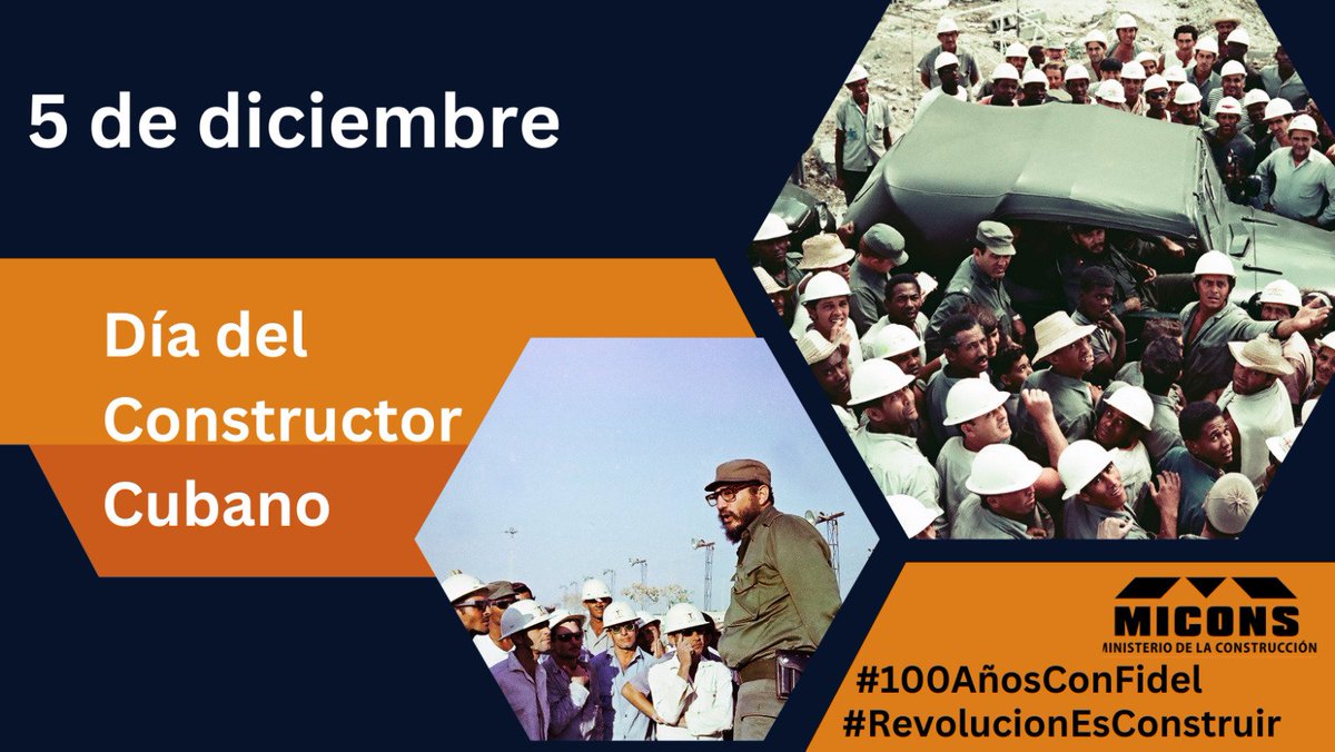 Hoy celebramos al constructor cubano, artífice del crecimiento de nuestra nación. Con sus manos, sudor y corazón, transforman sueños en realidad. ¡Feliz Día del Constructor! #5Diciembre #RevolucionEsConstruir 
#Cuba