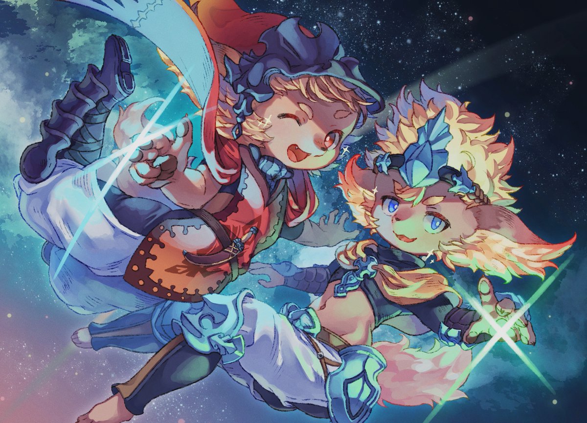 Desire614's tweet image. ジョカチョさん(@jokatyo)と線画交換してロロ・キキ塗らせてもらいました！素敵な線画が来て緊張したけど良い感じになったはず！？楽しかったです！
#チェンクロアート