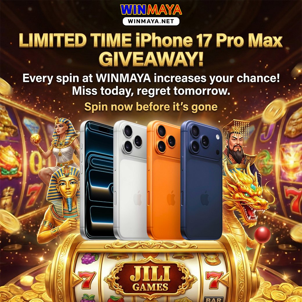 Winmaya_'s tweet photo. 🚨 LIMITED TIME iPhone 17 Pro Max GIVEAWAY! 🚨
💥 Every spin at WINMAYA increases your chance!💥 
🎁 Miss today, regret tomorrow.🎁
👉 Spin now before it’s gone 

👉Play now! ➡️:  https://t.co/31NDmGmBby

#slotsgames #BigWins #jackpot #bonus #winmaya https://t.co/IRDqk2Xqym