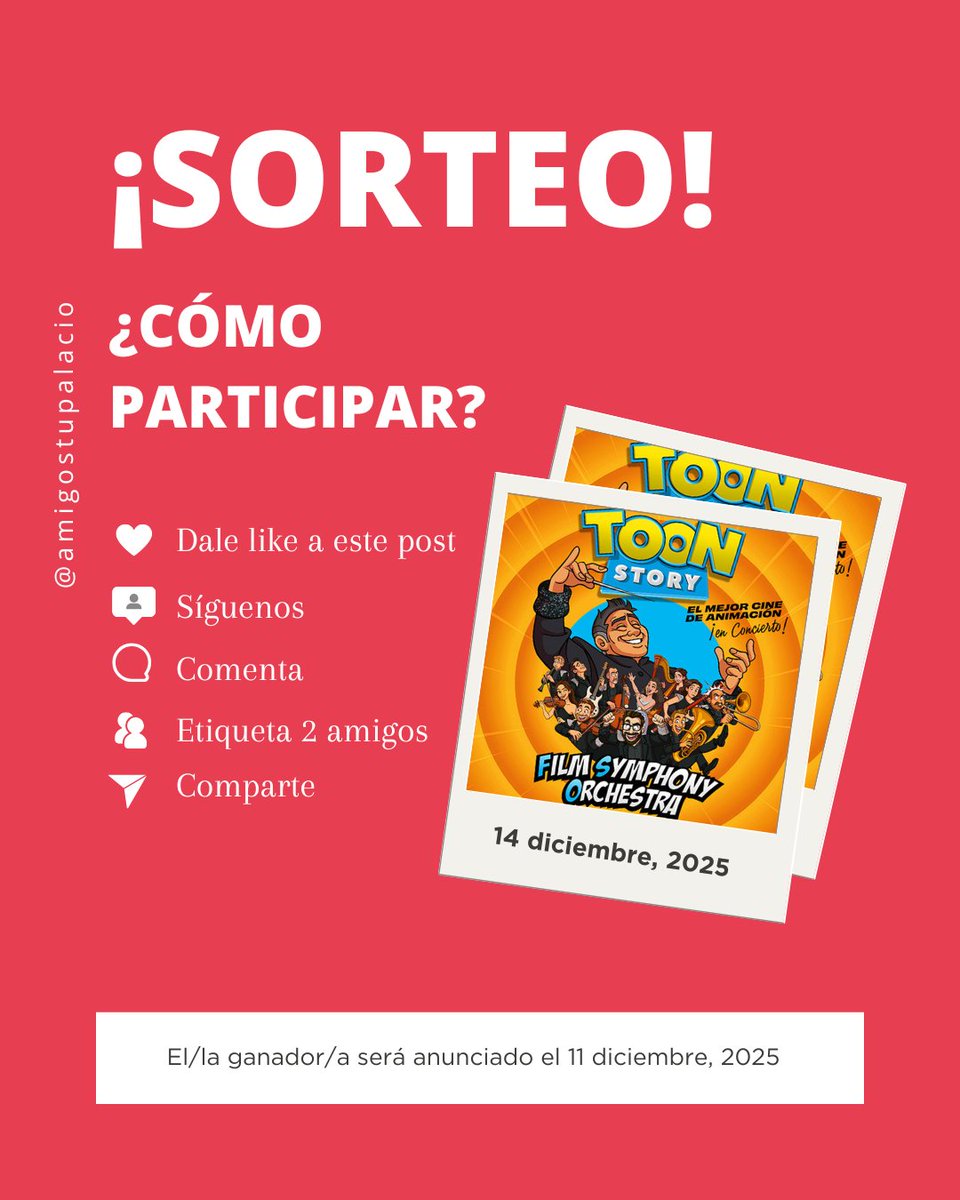 AmigosTuPalacio's tweet image. SORTEO 2 entradas para @FilmSymphony #Granada 
1️⃣ Like
2️⃣ Síguenos
3️⃣ RT obligatorio 🔁Responde: ¿Qué película de dibujos animados te ha gustado más? + menciona 2 personas

⏳ Hasta 10/12 – DM ganador/a 11/12
Bases: tupalacio.org/sorteo-navideno