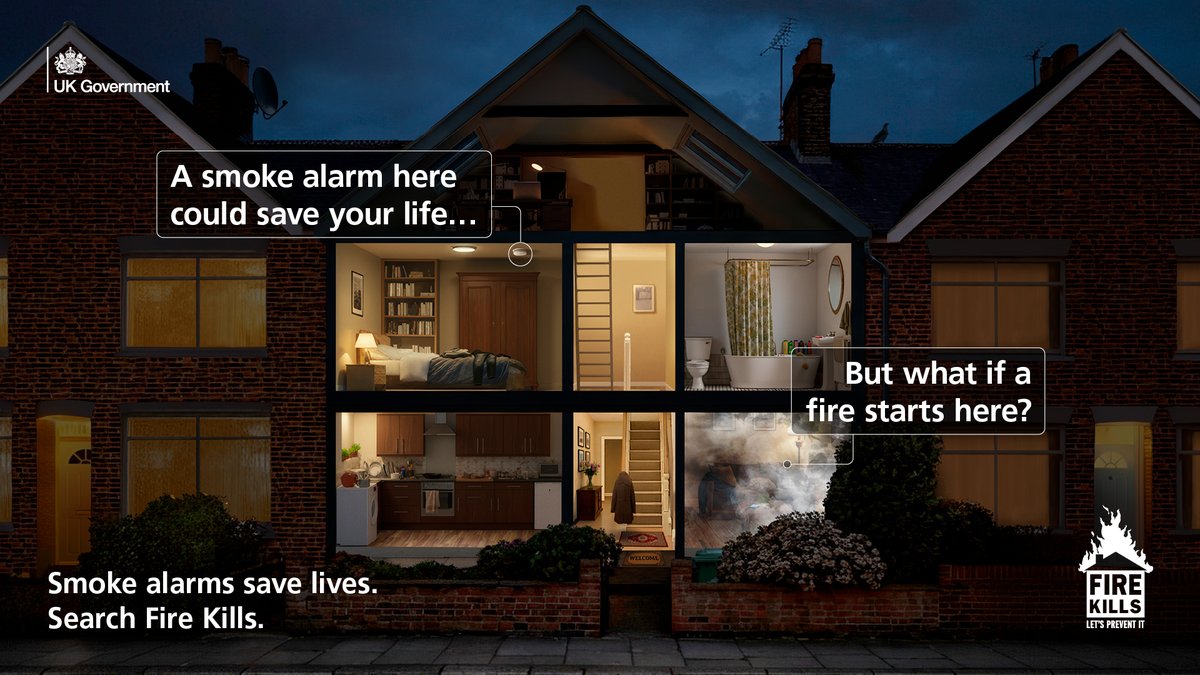 In more than a third of fires in the home, smoke didn’t reach an alarm in time.

Get more alarms in your home.

CTA: Learn more bit.ly/2TLe4AE : search Fire Kills.