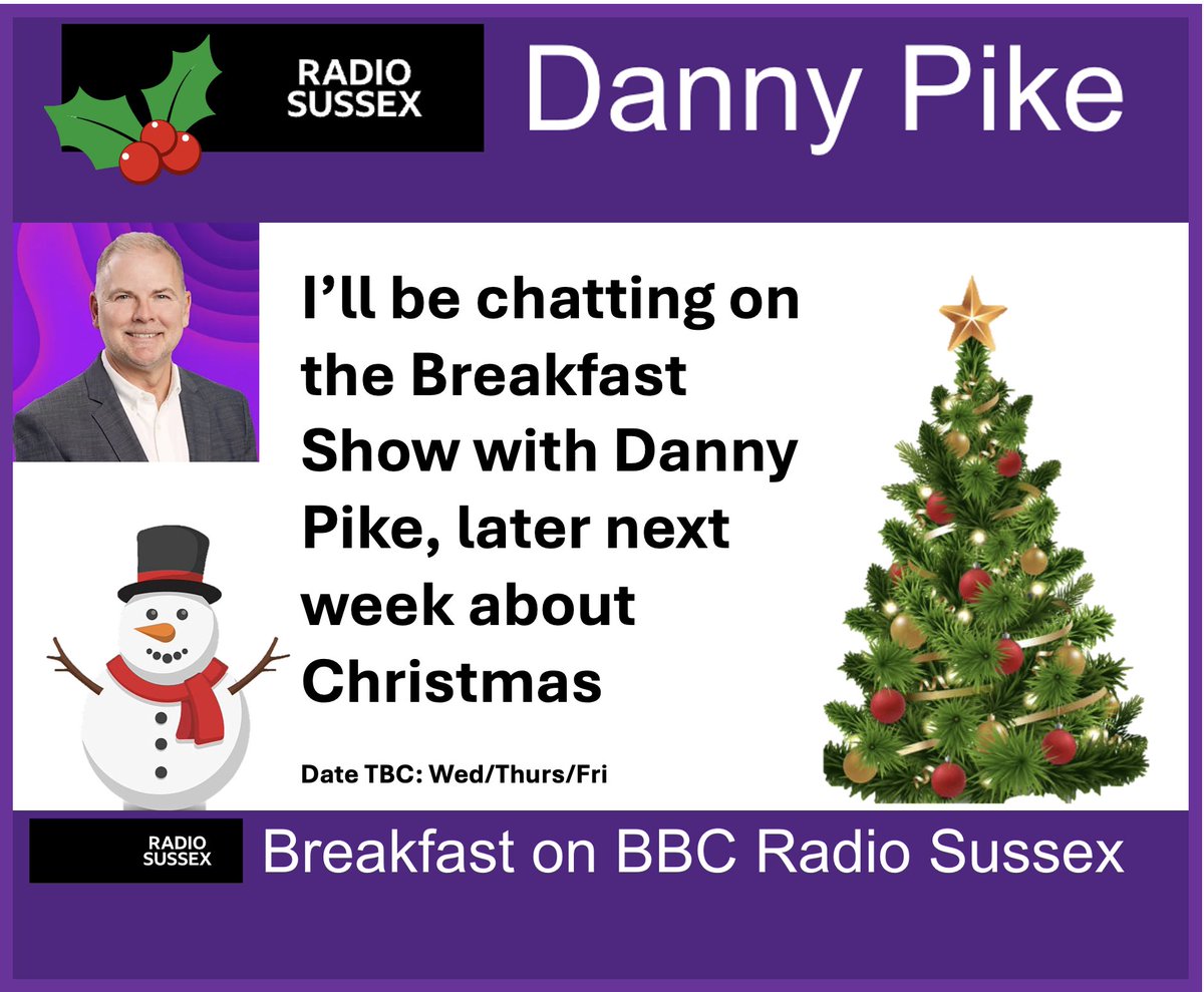 Catch me on BBC Radio Sussex at the end of next week. geoffschristmas.co.uk #Christmas2025