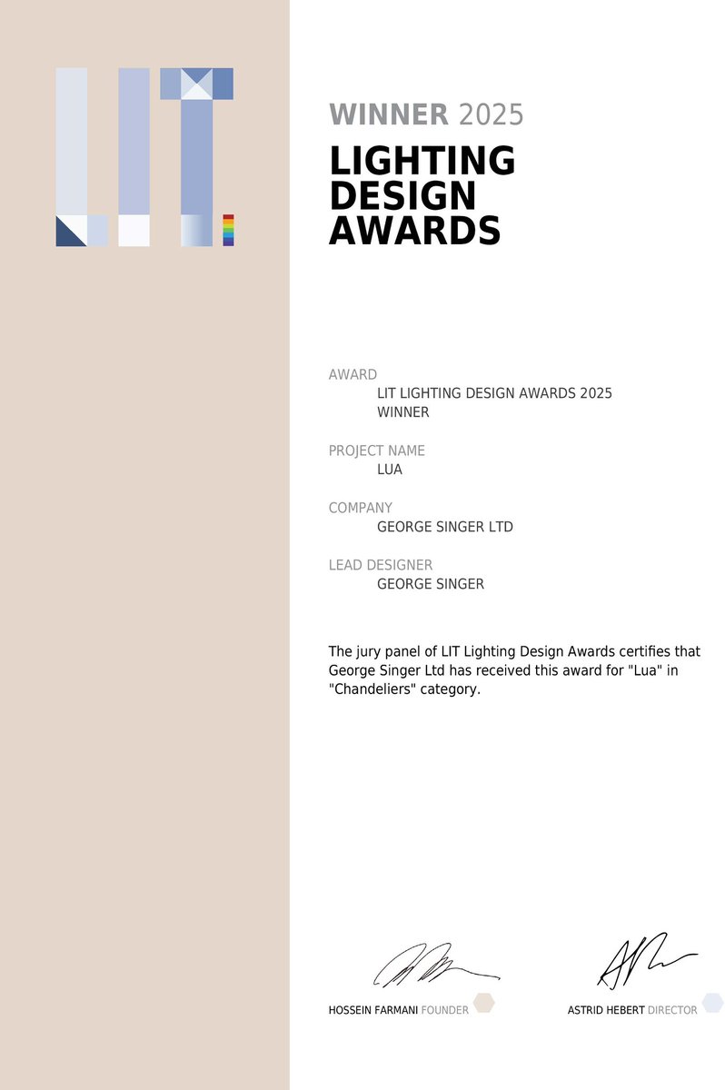 George_Singer's tweet photo. I’m very proud to announce that my lighting installation, Lua, designed in collaboration with @onformative , has won first prize at the illustrious Lighting Design Awards 2025

@LITDesignAwards https://t.co/aK7Tjqxqz4