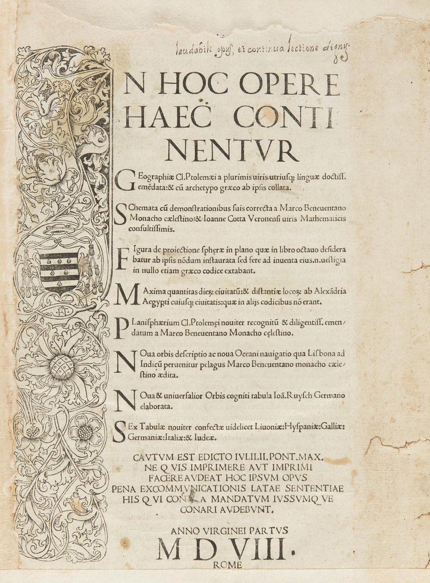 Claudio Ptolomeo
"In hoc opere haec continentur Geographiae Cl. Ptolomaei a plurimis uiris ..." 1508. Francisco Lobato del Canto  (c. 1530 - 1589) "Manuscrito de apuntes técnicos y autobiográficos"
tinyurl.com/2fw3546
Subasta de libros 10 diciembre 
#subastasAnsorena