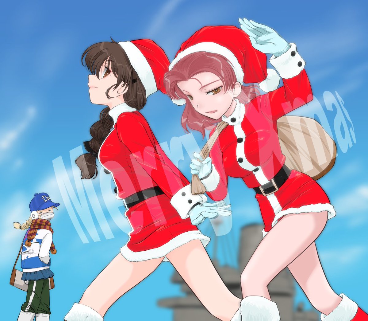 クリスマスカードを作ろうと写真を撮影したら会心の一枚に登校中のダー様が見切れていた。