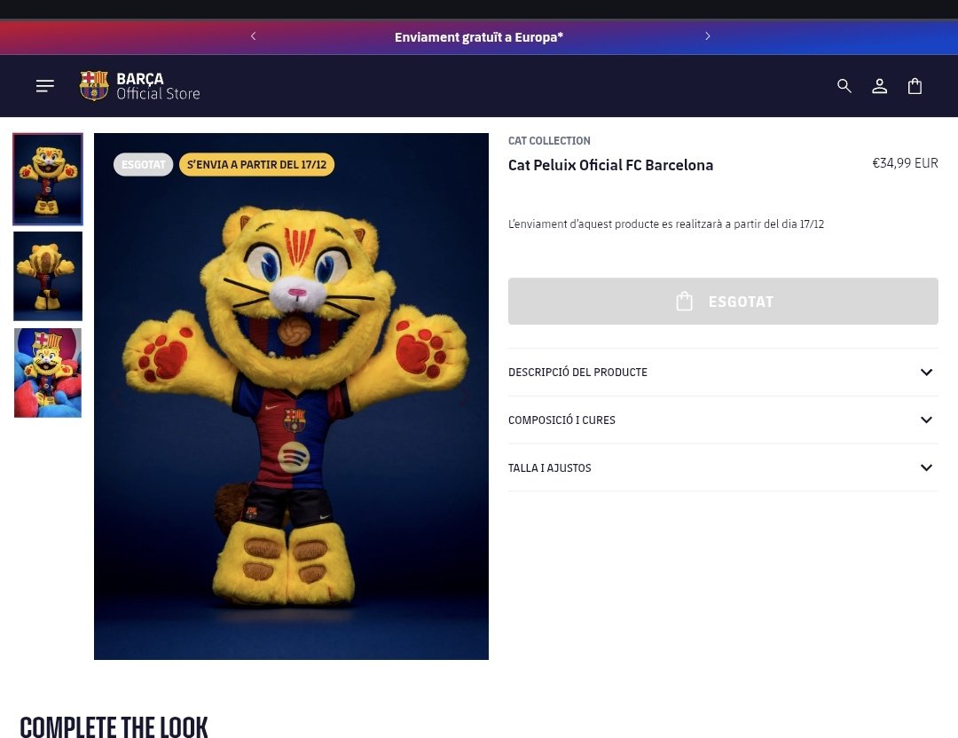 L'acaben d'obrir i ja està esgotat!
<a href="/FCBarcelona_cat/">FC Barcelona</a> Volem més pleuixos!!!