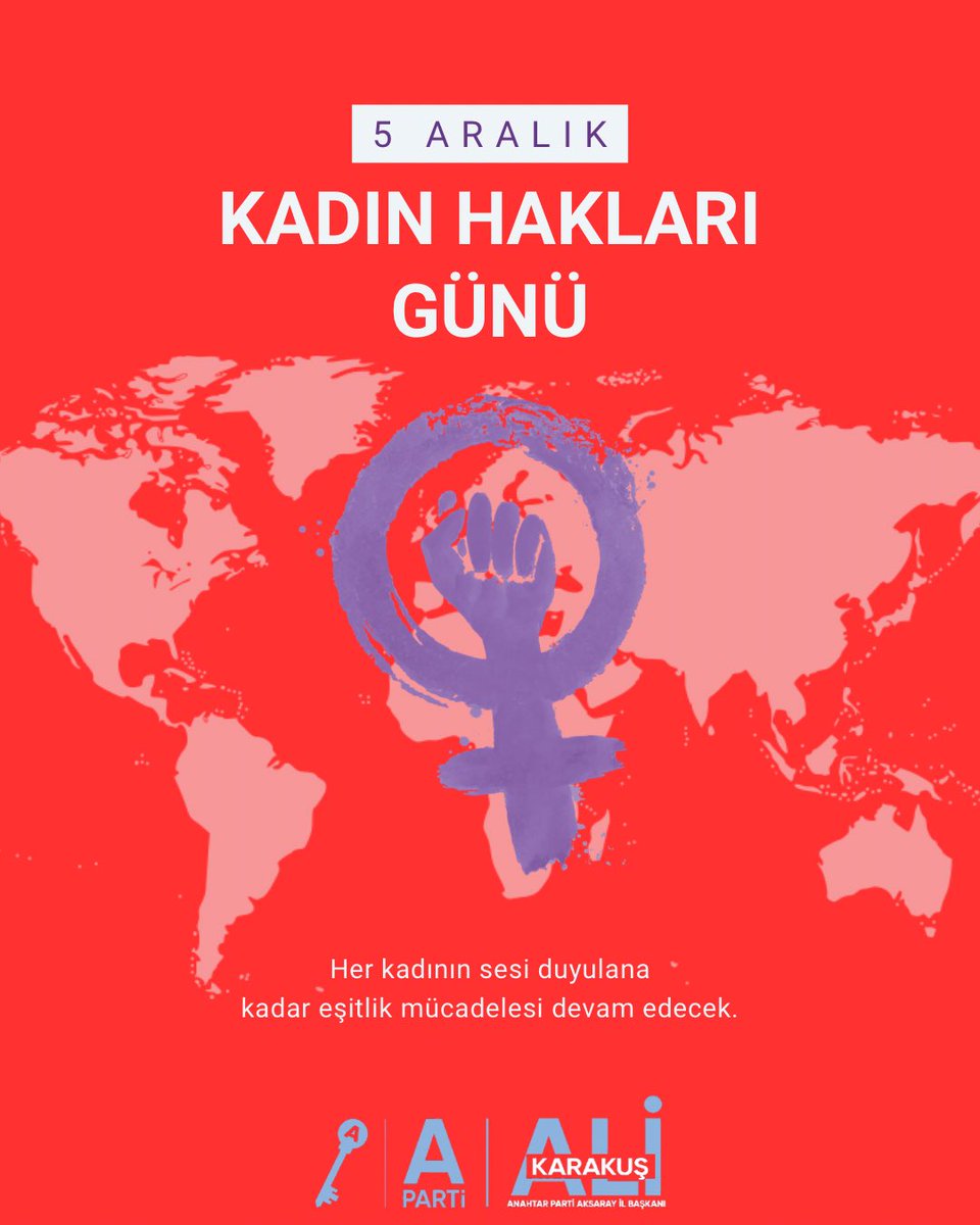 5 Aralık Kadın Hakları Günü, kadınların emeğine ve toplumdaki güçlü varlığına duyduğumuz saygının ifadesidir. Mücadelesi, sabrı ve değeriyle hayatı güzelleştiren tüm kadınlarımızın günü kutlu olsun.
#5AralıkDünyaKadınHaklarıGünü