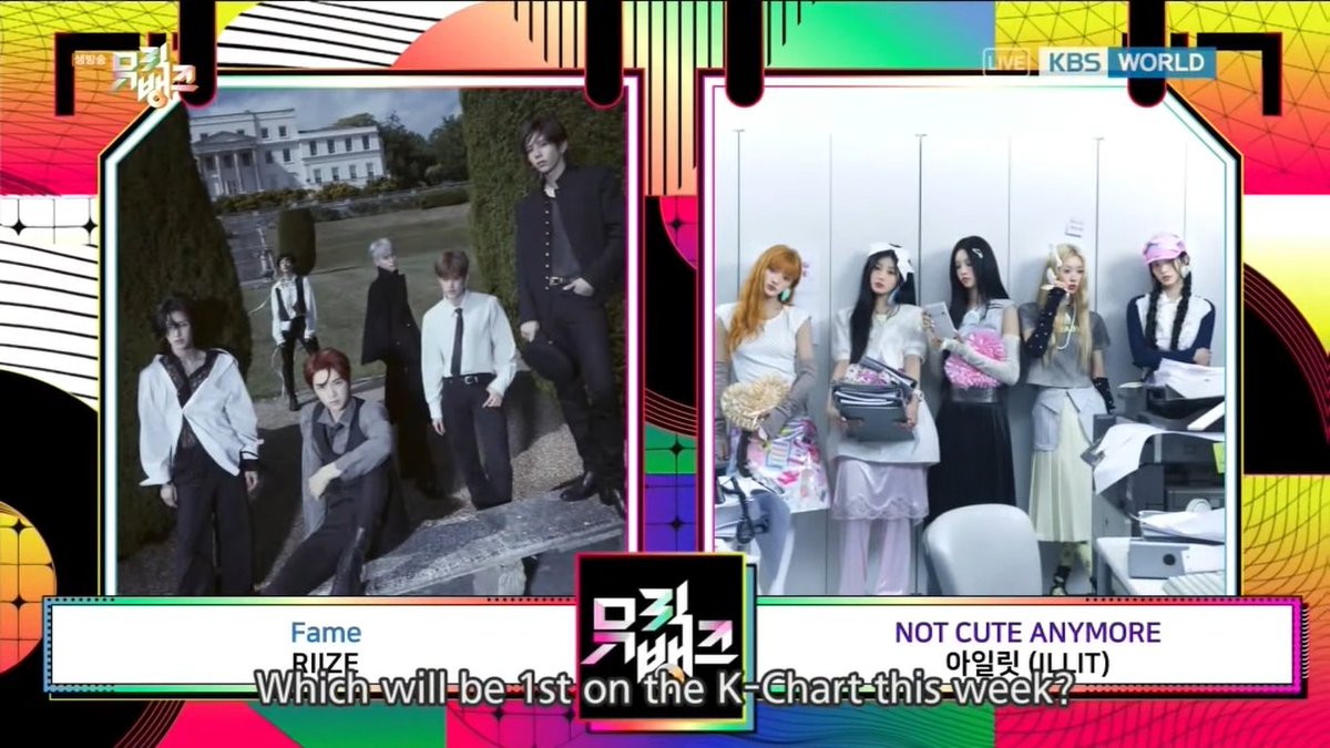 KshowAnalysis1's tweet photo. 🔥 [NOMINEE] 251205 - MUSIC BANK

#RIIZE - Fame
#ILLIT - NOT CUTE ANYMORE

Who will win today? 🧐
STREAM LINK: https://t.co/2cDFEaBPlR.