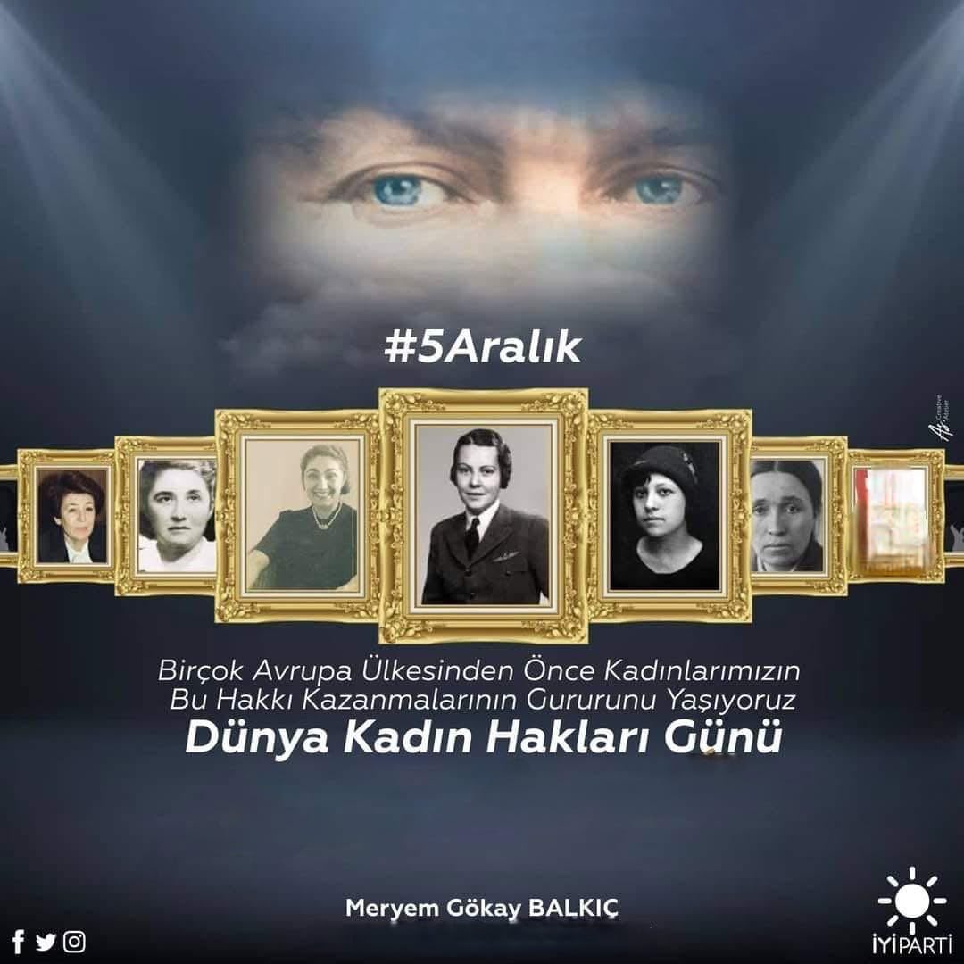 Bugün, 5 Aralık Dünya Kadın Hakları Günü!
Atatürk’ün önderliğinde Türk kadınına verilen seçme ve seçilme hakkı, sadece ülkemiz için değil tüm dünya için ilham kaynağı olmuştur.
Kadınların toplumsal hayatta eşit ve özgür bir şekilde yer aldığı bir gelecek için…
#5Aralık