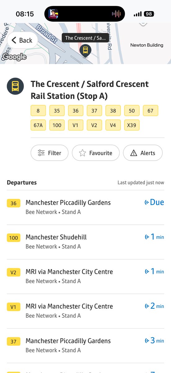 MoaningMsMinnie's tweet photo. @BeeNetwork All of them - see screenshot below - cannot click onto each individual service, yesterday you could and see exactly where bus was, not where it’s supposed to be https://t.co/Rym85q7INX