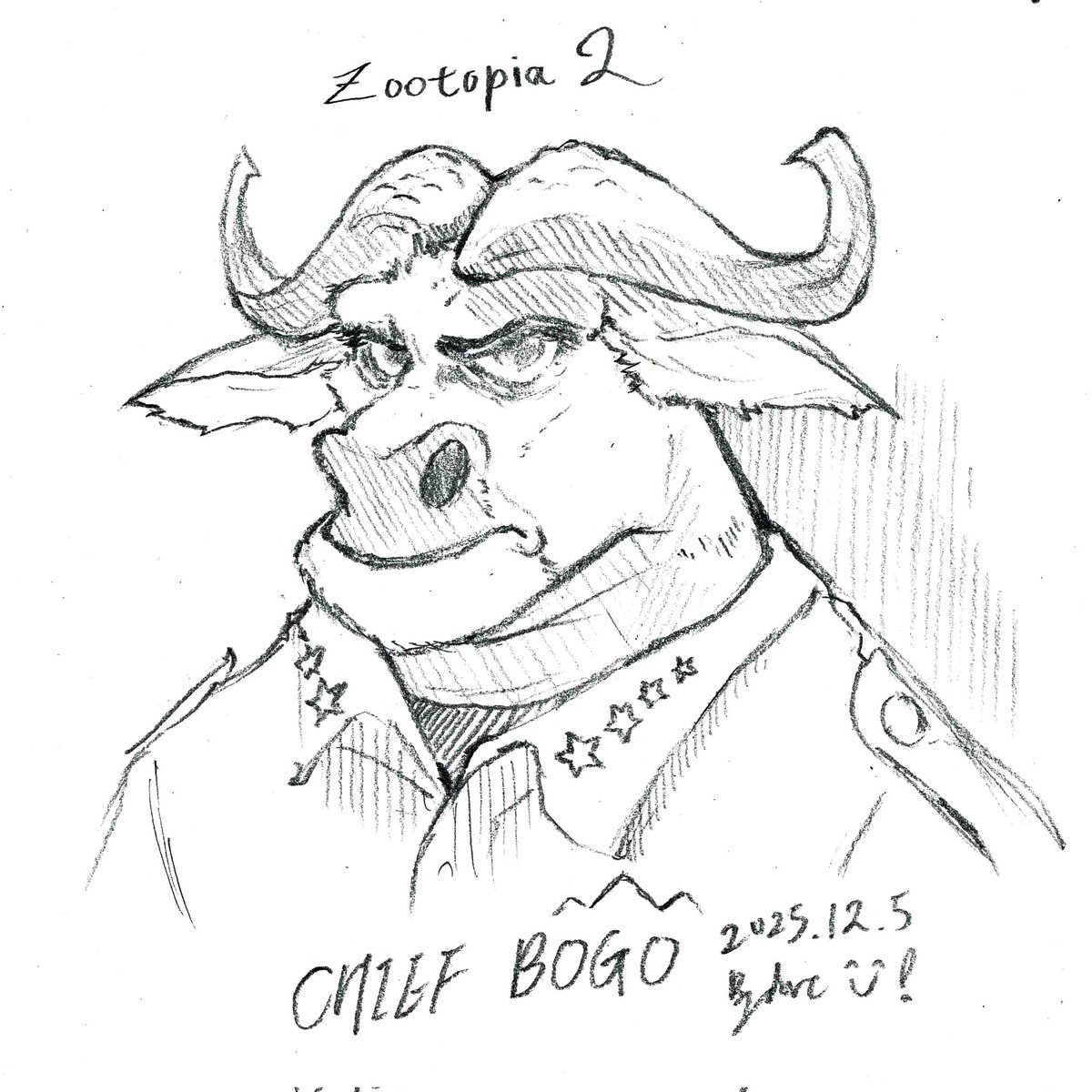 arcchen613's tweet image. #ズートピア2
『ズートピア』で一番好きなキャラクターを聞かれたら、
私は絶対にボゴ署長って答えるよ。
見た目は怖いけど、本当はすごく優しい“硬派で情に厚いタイプ”。
だからつい描きたくなっちゃったんだよね &amp;gt;
動物って描くの難しいよ～～～。