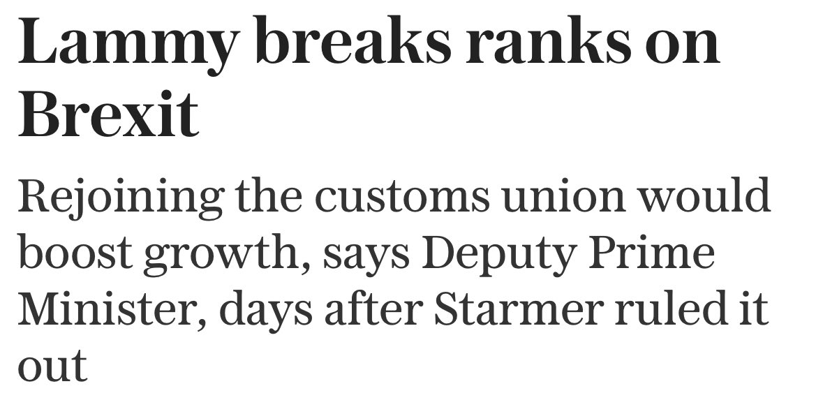 That’s the Deputy Prime Minister campaigning to junk our US tariff reduction deal and the India free trade deal.

Giving up control of our own tariff schedules means being forced to adopt and face the EU’s higher tariff relationships with the rest of the world. It’s nuts.