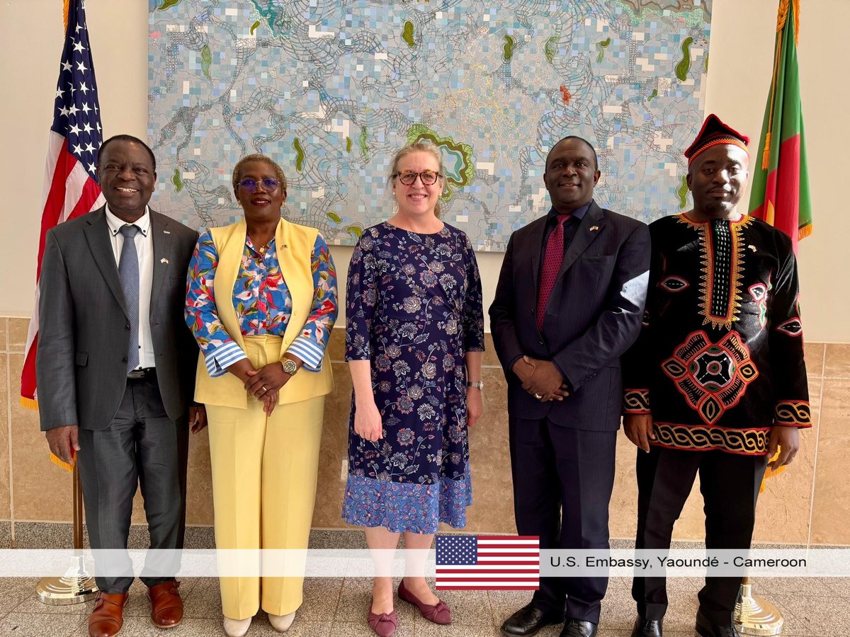 USEmbYaounde's tweet photo. Looking back at a productive meeting with CDC Country Director Dr. Mohamed Jalloh, Deputy PAO Amanda Cauldwell, and the University of Alabama at Birmingham (UAB) on strengthening UAB’s health initiatives in Cameroon, including the mMIST program to improve pregnancy care and reduce maternal and perinatal deaths in the North West Region.

We applaud efforts to expand such initiatives while leveraging U.S. expertise for global health security.

@UABNews @CDCgov