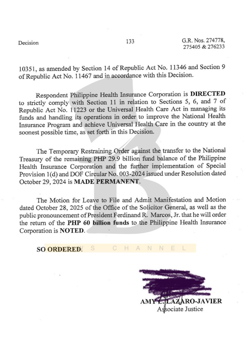 READ: In a strongly-worded ruling directing the government to return PhilHealth’s P60 billion in idle funds, the Supreme Court declared that the Filipino people “have waited long enough, suffered long enough, and hoped long enough.”

“No more excuses. No more misdirection- of
