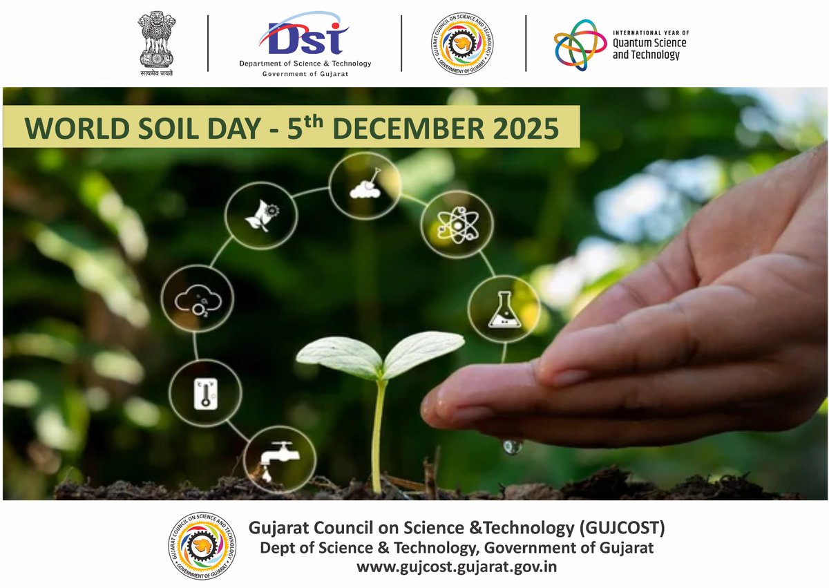 InfoGujcost's tweet image. #WorldSoilDay is being observed every year on 5th December !

Over 95% of our food comes from soil, yet #climate change and human activities are degrading this precious #resource. 

#Healthy soils improve water storage, fertility, #biodiversity, and even help fight climate